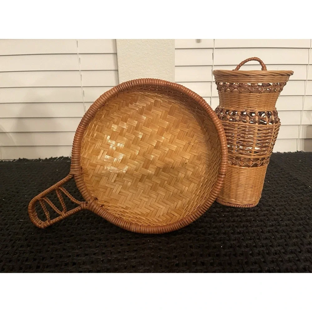 Vintage Woven Wicker Basket Bundle‎ Of 2
